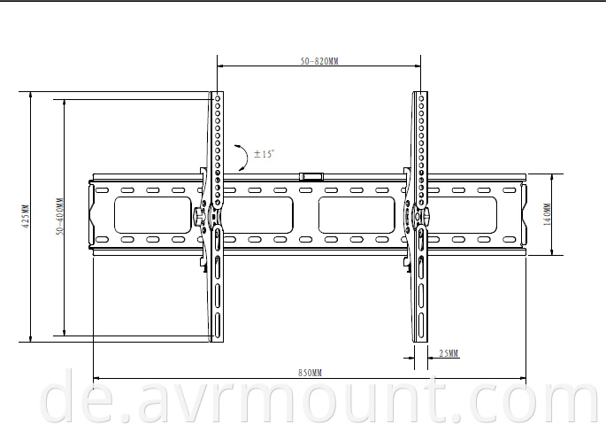 Tilt TV wall bracket 3780 line drawing